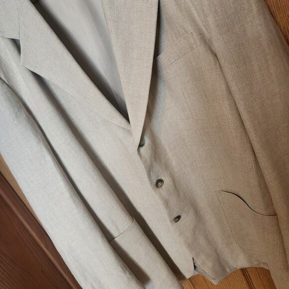 Cellini Linea Uomo Men's 100% Linen Blazer Sport Coat Lightweight Tan Coat Lined - Picture 3 of 16